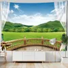 Arazzi Nordic Modern 3D Window Painting Arazzo appeso a parete Imitazione Finestra Art Home Decor Sfondo Panno