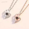 Pendant Necklaces Heart Projection Necklace Languages I You Pendant With Rose Gift Box For Girlfriend 2023 Fashion Luxury Jewelry HKD230712