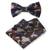 Pajaritas Hombres Camuflaje Corbata Pañuelo Fiesta de boda Bolsillo cuadrado Conjunto a juego BWTQN0093