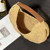 Sommerstil neuer Strohhalm gewebter Tasche Hobo -Umhängetaschen Designer Handtasche Handtasche Crochet Classic LeaHter Print Hohlkupplung Hohe Qualität Hochqualität