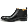 Mannen Echt Leer Chelsea Enkellaars Mode Brogure Elegante Jurk Slip-On Winter/Lente Zakelijke Zwarte Koffie Laarzen Luxe