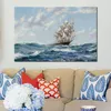 Marine Paintings Canvas Art the Clipper Ship Blue Jacket on Choppy Seas Montague Dawson Painting for Cafe Bar Decor