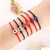 Chaîne À La Main Lucky Evil Nazar Eye Charm Bracelet Rouge Noir Chaîne Corde Tressé Amitié Bracelets Amet Pour Les Femmes Bijoux Drop Del Dhrrd