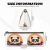 Panda Driehoek Etui Retro Zonsondergang Kawaii Rits Doos Meisjes Jongens Basisschool Lederen Pen Tas