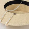 Chapeaux à large bord perle conque chaîne anneau haut grand chapeau de paille extérieur plage pare-soleil