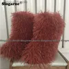 Boots 2023 Women Winter Snow Boots Outdoor Faux Wool Boots Luxury Furry Curly Fur Boots Woman Plush Warm Platform Shoes Large Size 46 T230712