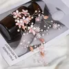 Hair Clips Women Leaf Bride Vine Pearl Wedding Flower Headband Crystal Beads Bridesmaid Headdress Bridal Headpiece Jewelry