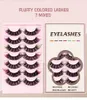 Multilay Thick Colored Eyelashes Extensions Naturally Soft Wispy Handmade Reusable Fluffy Fake Lashes with Color Light Flexible Full Strip Lash DHL