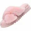 Terlik Womensfluffymemorfoamcrossbandslippers kapalı bulanık kürk rahat açık ayak parmağı ev terlikleri için kadınlar için yumuşak peluş rahat j230712