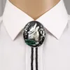 Bolo Ties Western howling wolf Bolo Tie Antique Design Cowboy Bolo Tie for Men American Bow Neck Tie Suit Shirt Accessories Leather Chain 230712
