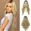 Synthetic Wigs GNIMEGIL Long Wave Wig With Dark Root Ombre Pink Hair For Women Natural Daily Cosplay Halloween Party Heat Resistant