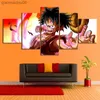 Wall Art Poster 5 Panel One Piece Luffy Second Gear Canvas Prints Painting Living Room Home Decoration Anime Pictures L230704