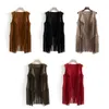 Cycling Shirts Tops Women Vest Sleeveless Leather Autumn Imitation Ethnic Motorcycle Vest Tops Suede Tassels Fringed Jacket Outdoor Sports 230712