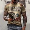 Herren-T-Shirts, Vintage-Auto-Grafik, Herrenhemd für Herren, Kleidung, 3D-Druck, T-Shirt, Sommeroberteile, kurzärmelig, modisch, lässig, übergroßes T-Shirt