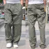 Men's Pants spring Men cargo cotton pants pocket large size big 8XL 10XL 9XL 140KG loose out door casual safari style pants black 46 48 50 J230712