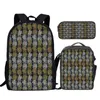 Mochilas escolares YIKELUO Pequena estampa de abacaxi adolescente Jogo para laptop Mochila preta durável Isolamento de frutas Lancheira Mochilas