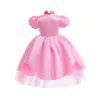 Robes de fille Robe de princesse pêche pour filles Carnaval Cosplay Halloween Jeu de rôle Enfants Tenues de fête d'anniversaire Enfants Costume Vêtements 230712