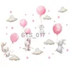 Other Decorative Stickers Watercolor Pink Balloon Bunny Cloud Wall Stickers for Kids Room Baby Nursery Room Decoration Wall Decals Boy and Girls Gifts PVC x0712