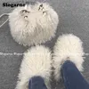 Slippers Women's Fashion Sets Fur Slippers Fur Handbags Woman Luxury Faux Fur Set Slides Furry Bag Purse Wallet Indoor Shoes Plus Size T230712