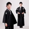 Nieuwe Zwarte Japanse Jongens Kimono Kind Warrior Traditionele Zwaardvechters Yukata Kid Stage Performance Kleding Cosplay Costume281P