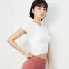 Active Shirts Sexy Shirt Women V-shaped Back Hollow Breathable Slim Sports Short Sleeve Running Gym Crop Top Workout For Fitness