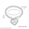 Fashion Silver Color Brand Bracelets Heart Hollow Out Bracelet for Women Jewelry Wholesale Valentine's Day Gift Dropshipping L230704
