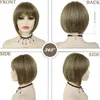 Synthetische Perücken GNIMEGIL Kurze Bob Mit Pony Für Frauen Braun Glattes Haar Perücke Weibliche Cosplay Halloween Täglichen Gebrauch Mädchen Geschenke