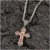 Pendentif Colliers Hip Hop Fl Colorf Cubic Zirconia Croix Collier Bijoux Religieux Drop Delivery Pendentifs Dhwcr