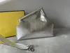 Borsa a tracolla da donna Borsa a tracolla di qualità Premium Fodera in tessuto di pelle laminata effetto cracking argento con tracolle removibili disponibile in oro