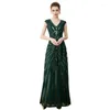 Vestidos casuais Summer feminino 1920s Vintage verde lantejagem deco inspirado vestido longo rugindo 20s gatsby outono panos vestidos plus size