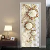 Papel tapiz autoadhesivo, pegatina impermeable para puerta, estilo europeo, joyería 3D, flores, Mural, papel tapiz, sala de estar, decoración del hogar, póster, calcomanía