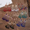 Brincos de gota de água boêmio étnico vintage colorido contas de cristal borla brincos longos acessórios de jóias de casamento para mulheres