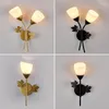 Wandlamp Nordic Glas Bloemvorm Amerikaanse Stijl Minimalistisch Modern Voor Gang Woonkamer Achtergrondverlichting E27