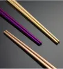 Glossy Titanium Gold-plated Chopsticks Colorful Stainless Steel Chopsticks Rose Gold Black Rainbow Square Chopsticks