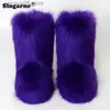 Boots Women's Winter Snow Boots Outdoor Luxury Furry Faux Fox Fur Boots Woman Plush Warm Platform Shoes New Fashion Bottes Big Size T230714