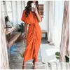 Basic Casual Dresses Retail Women Shirt Designer Commuting Plus Size S3Xl Long Dress Fashion Forged Face Clothing Dro Dhkhv