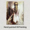 Moderne weibliche abstrakte Kunst auf Leinwand, nackte Dame auf der Rückseite, strukturiert, handgefertigtes Ölgemälde, Wanddekoration