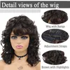 Perruques synthétiques GNIMEGIL pour les femmes noires avec une texture bouclée et une frange brune surlignée perruque régulière coiffure naturelle cheveux moelleux