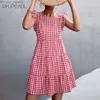 Urban Sexy Robes Summer Plain Dress Femmes O-Neck Frill Free Casual Mini Dress 2023 Summer Women's Fashion A-Line Beach Sundress Robe Z230712