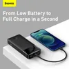 Baseus 30000 mAh Power Bank PD 20 W Tragbare Lade Externe Batterie Ladegerät Pack 20000 mAh Powerbank Für iPhone Xiaomi poverBank L230712