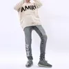 Diseñador ksubi jeans apilados hombres angustiados rasgados pantalones de vaquero flaco Jeans Rock revival pantalones letra recta Hip Hop estilo de moda fresco C2KI