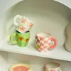 Mugs Style Hand Made Irregular Mug Hand Painted Flowers Ceramic Mug Breakfast Cup Coffee Cup Cute Tea Cups R230712