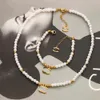 Top Quality 18K Gold Plated Jewelry Sets Never Fade Brand Letter Designer Stainless Steel Bracelet Bangle Necklace Imitation Pearl Wedding Jewelry