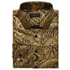 Chemises habillées pour hommes vert Paisley dorure pour hommes à manches longues décontracté hauts luxe mariage bal smoking Social chemise Blouse vêtements