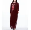 Ethnic Clothing 2023 Muslim Women's Dress Style Embroidered Long Sleeve Skirt Girl Clothes In Spring Summer And Autumn Green