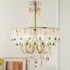 French Luxury Green Crystal Pendant Lamps American Classic Chandelier Pendant Lights Fixture European Art Deco Dining Room Bedroom Restaurant Living Room Lustre