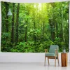 Tapeçarias Personalizáveis Natureza Cenário Estilo Plantas Tropicais Home Art Background Tecido Decoração Azul Céu e Floresta Tapeçaria R230710