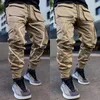 Herrbyxor Herr Casual Cargo Loose Plus Size Randig Multi Pocket Sport Fitness Hip Hop joggerbyxor