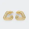 Stud Fashion Triangular Blue Gold Silver Line Splicing Hollow Earrings For Women Geometry Designer Jewelry Trend 230711