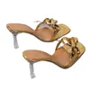 Sandales été grande chaîne transparente femmes pantoufles de bout carré métal talons hauts chaussures diapositives mince 230711